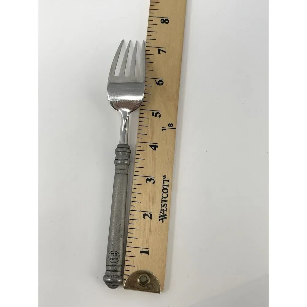Pottery Barn 70% PEWTER Banded Handle & 18/8 Stainless Salad Fork 7 3/8”